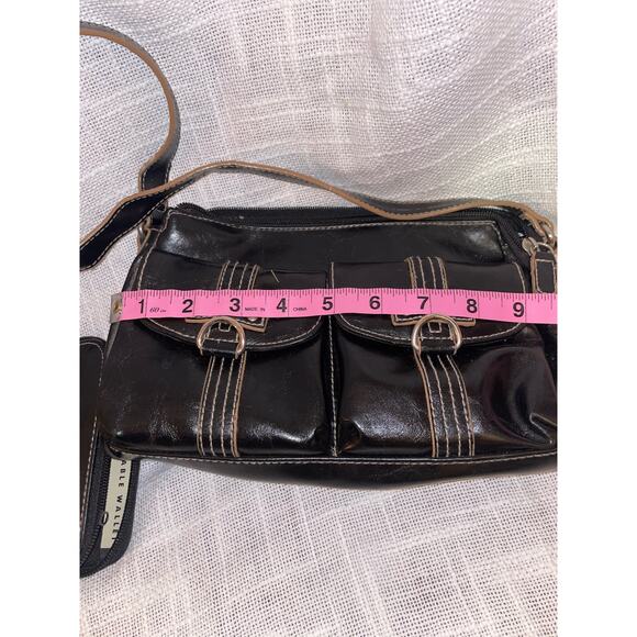 Rosetti black PVC handbag and matching ID wallet moto retro - Picture 5 of 11